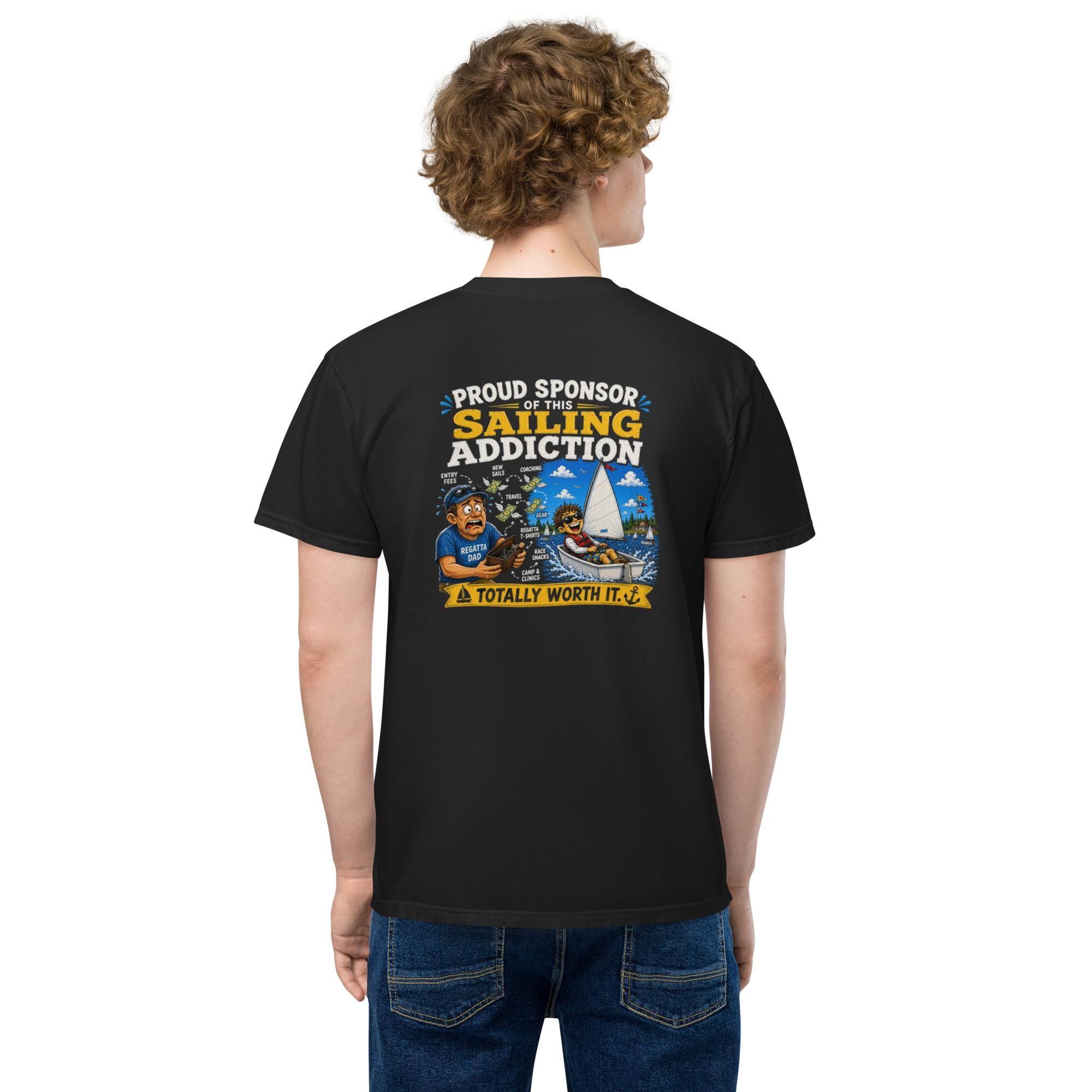Proud Sponsor of This Sailing Addiction – Funny Regatta Dad Pocket T-Shirt