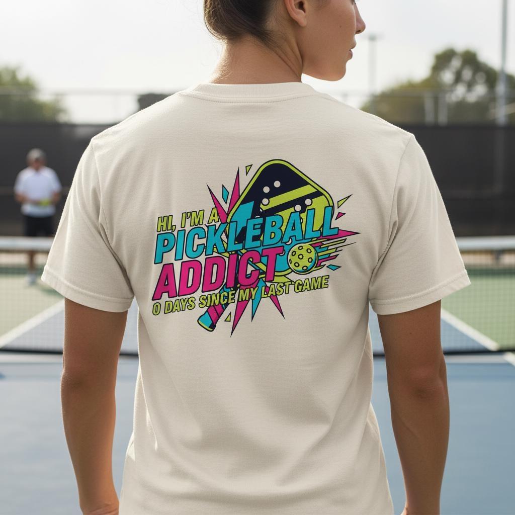 Pickleball Addict T-Shirt | Neon Graphic Pickleball Humor Tee