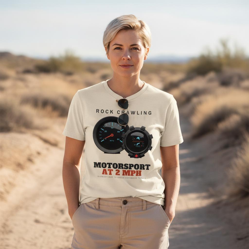 Rock Crawling Motorsport At 2 MPH Shirt | Funny Off Road 4x4 Tee | Gauge Cluster Overland Gift | Garment-Dyed Heavyweight