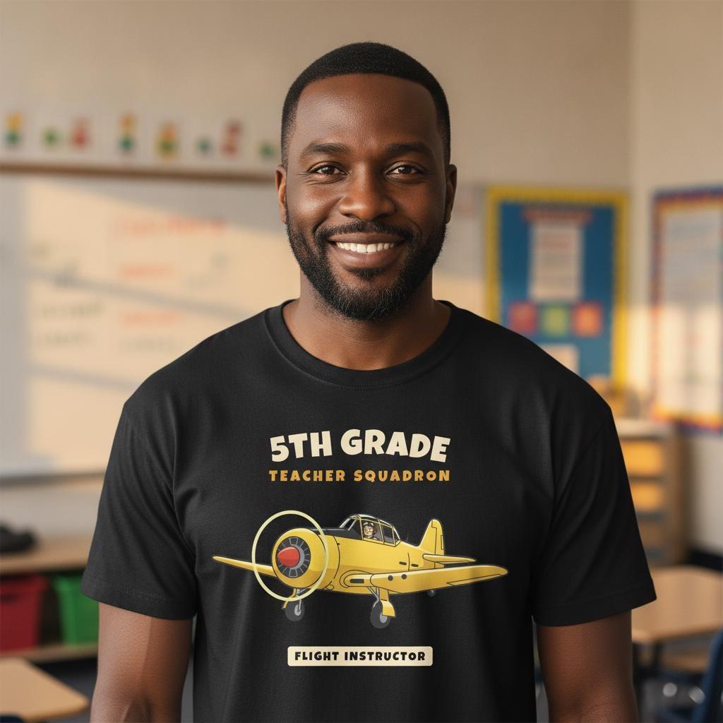 5th Grade Teacher Shirt | Vintage Airplane Squadron Tee | Back to School Teacher Gift | Grade Level Team T-Shirt