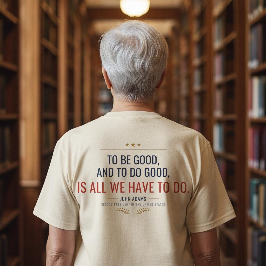 John Adams Quote Shirt | To Be Good And To Do Good Is All We Have To Do | Founding Father Tee | History Gift