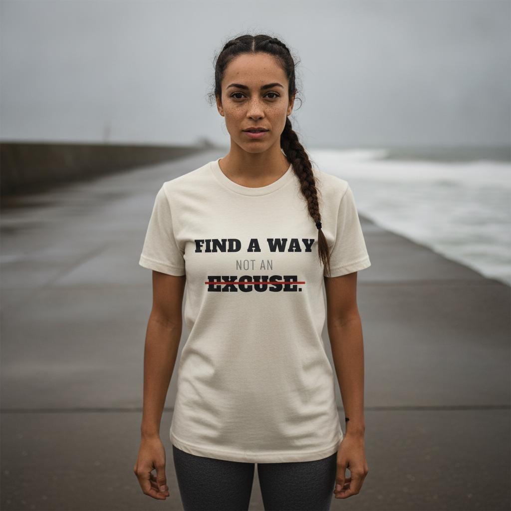 Find A Way Not An Excuse Shirt | Motivational Gym Tee | Bold Typography Inspirational Gift | Garment Dyed