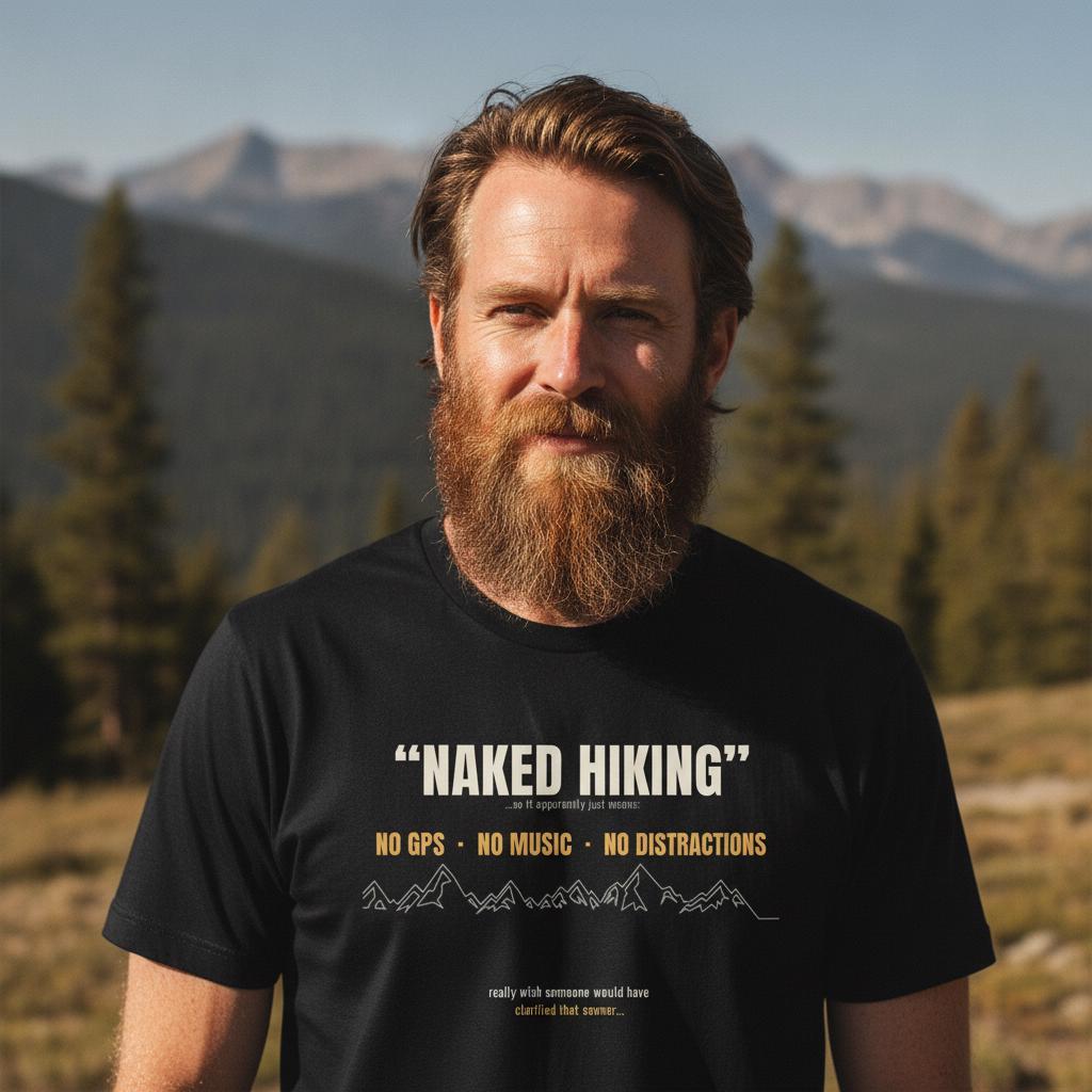 Funny Hiking Shirt | Naked Hiking No GPS No Music No Distractions | Unplugged Hiker Gift | Mountain Camping Tee