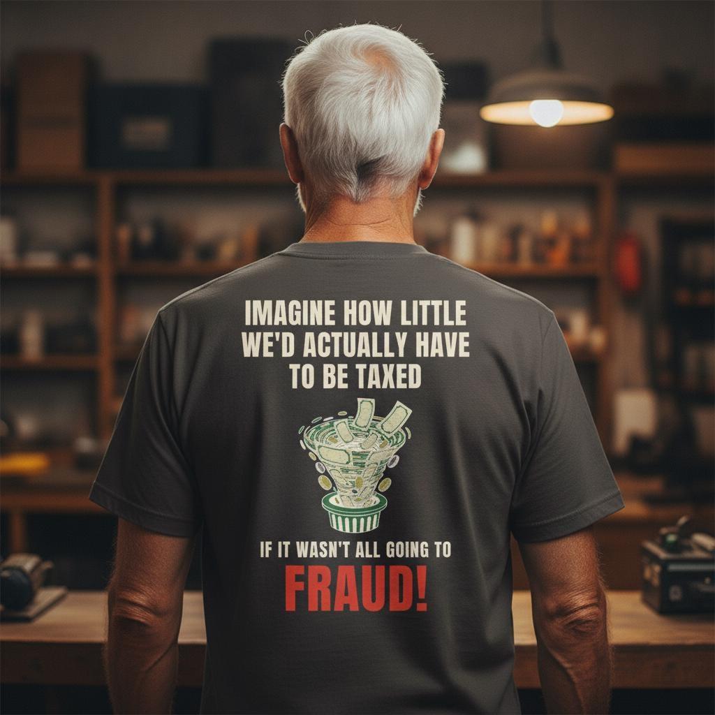 Funny Political Shirt | Imagine How Little We'd Have To Be Taxed If It Wasn't All Going To Fraud | Government Waste Tee