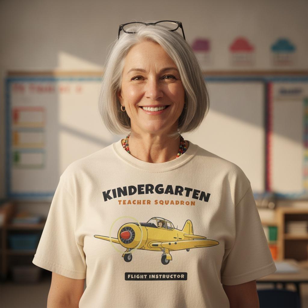 Kindergarten Teacher Shirt | Vintage Airplane Squadron Tee | Back to School Teacher Gift | Grade Level Team T-Shirt