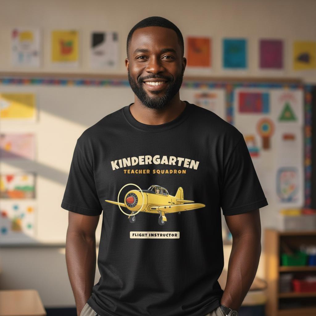 Kindergarten Teacher Shirt | Vintage Airplane Squadron Tee | Back to School Teacher Gift | Grade Level Team T-Shirt