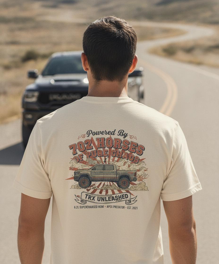 702 Horses Pure Chaos TRX T-Shirt | Supercharged Hemi Mopar Gearhead Apparel