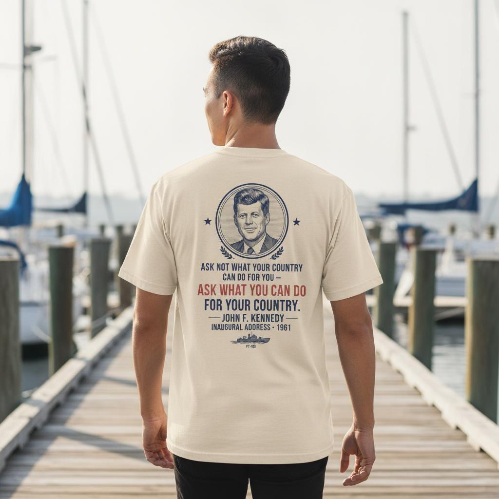 John F. Kennedy Inaugural Address Quote Shirt | PT-109 Patriotic History Tee