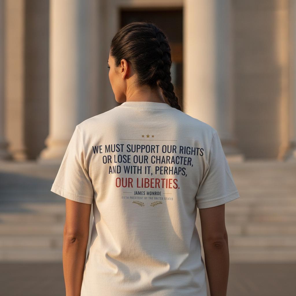 James Monroe Quote Shirt | We Must Support Our Rights Or Lose Our Character | Civic Duty Tee | History Gift