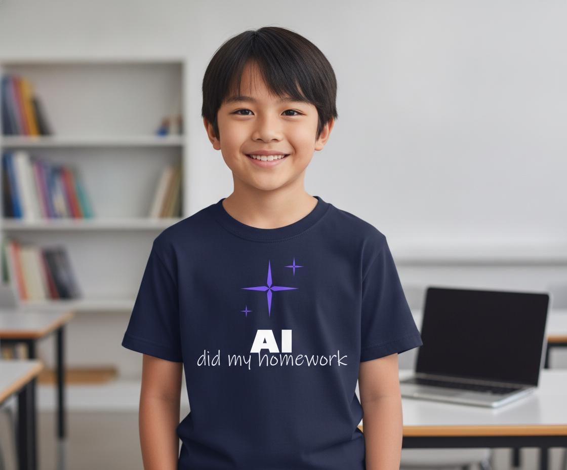 AI Did My Homework Kids T-Shirt | Funny Tech School Tee