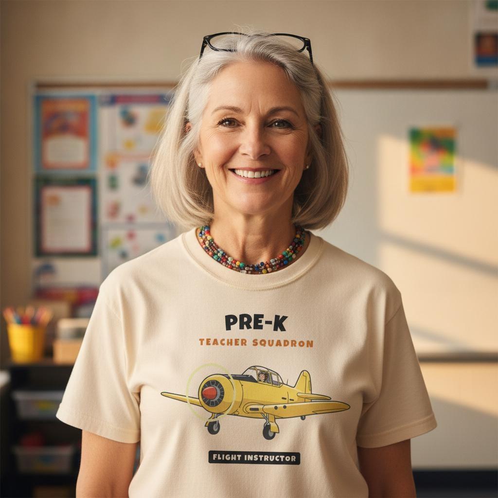 Pre-K Teacher Shirt | Vintage Airplane Squadron Tee | Back to School Teacher Gift | Grade Level Team T-Shirt