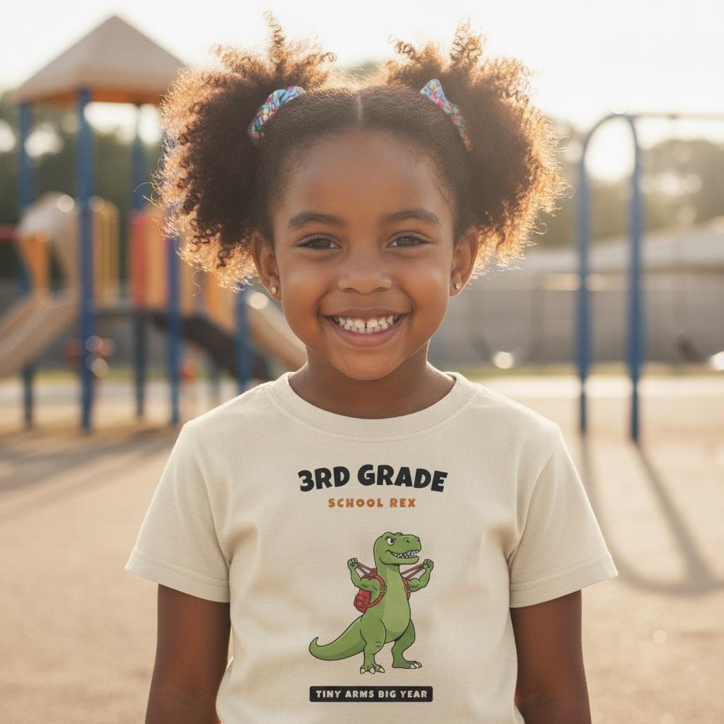 3rd Grade Dinosaur Shirt | Funny T-Rex Tiny Arms Back to School Tee | First Day of School Kids Gift | Youth T-Shirt